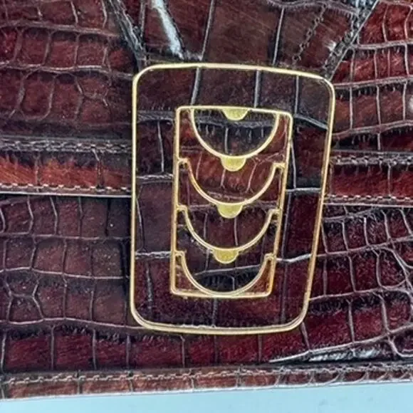 Cole Haan Clutch Elena Flap Leather Crocodile Print - Picture 9 of 9